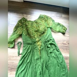 Elegant Chiffon Green Dress Sz 18 Although Tag Says 20